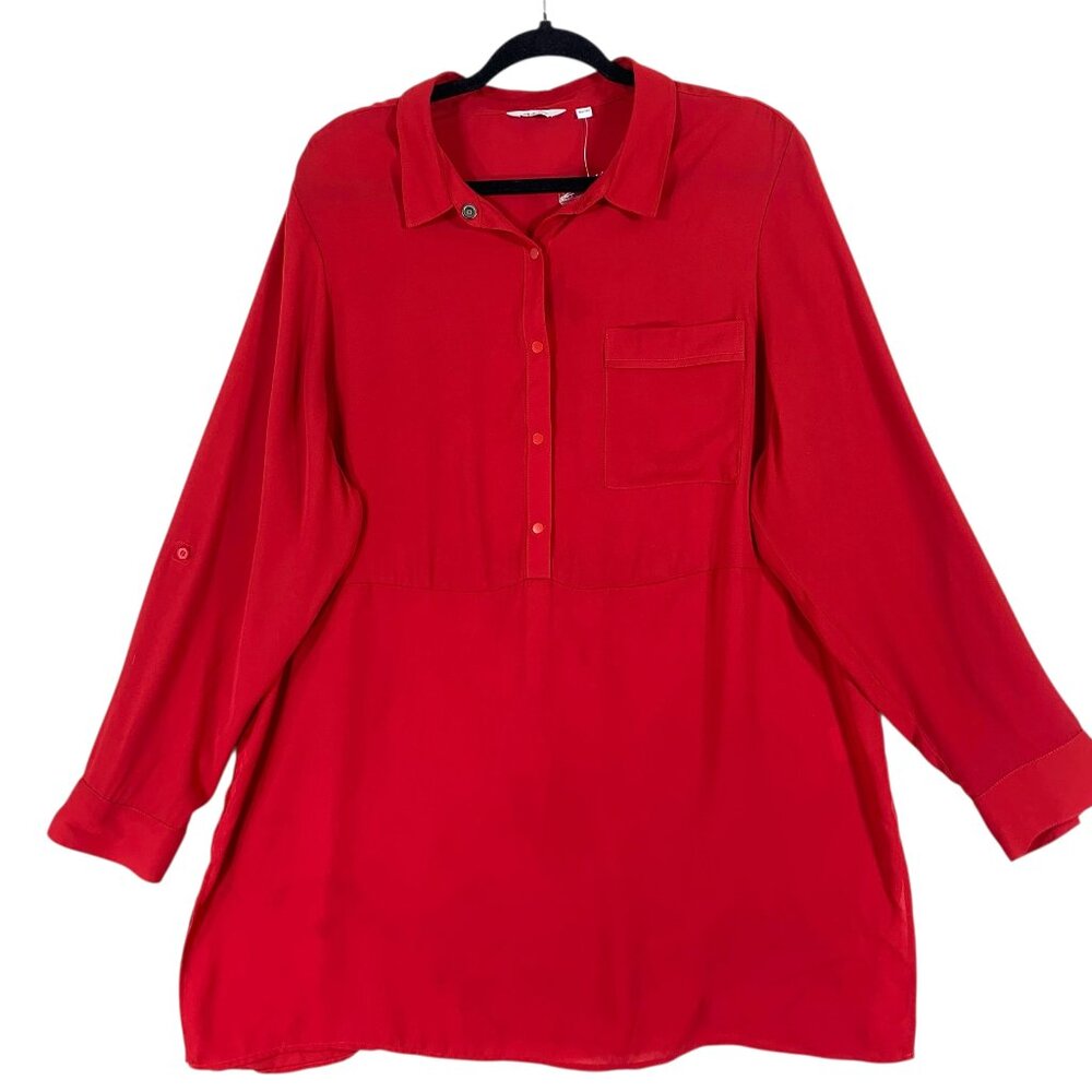 REITMANS button down red tunic blouse top shirt loose fitting size xxl REITMANS